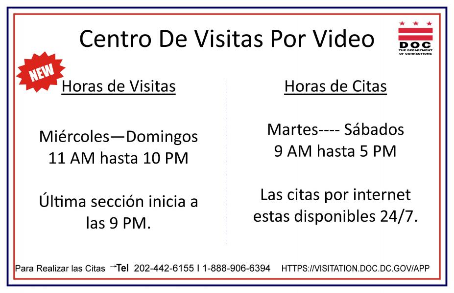 Video visitation hours (Spanish)